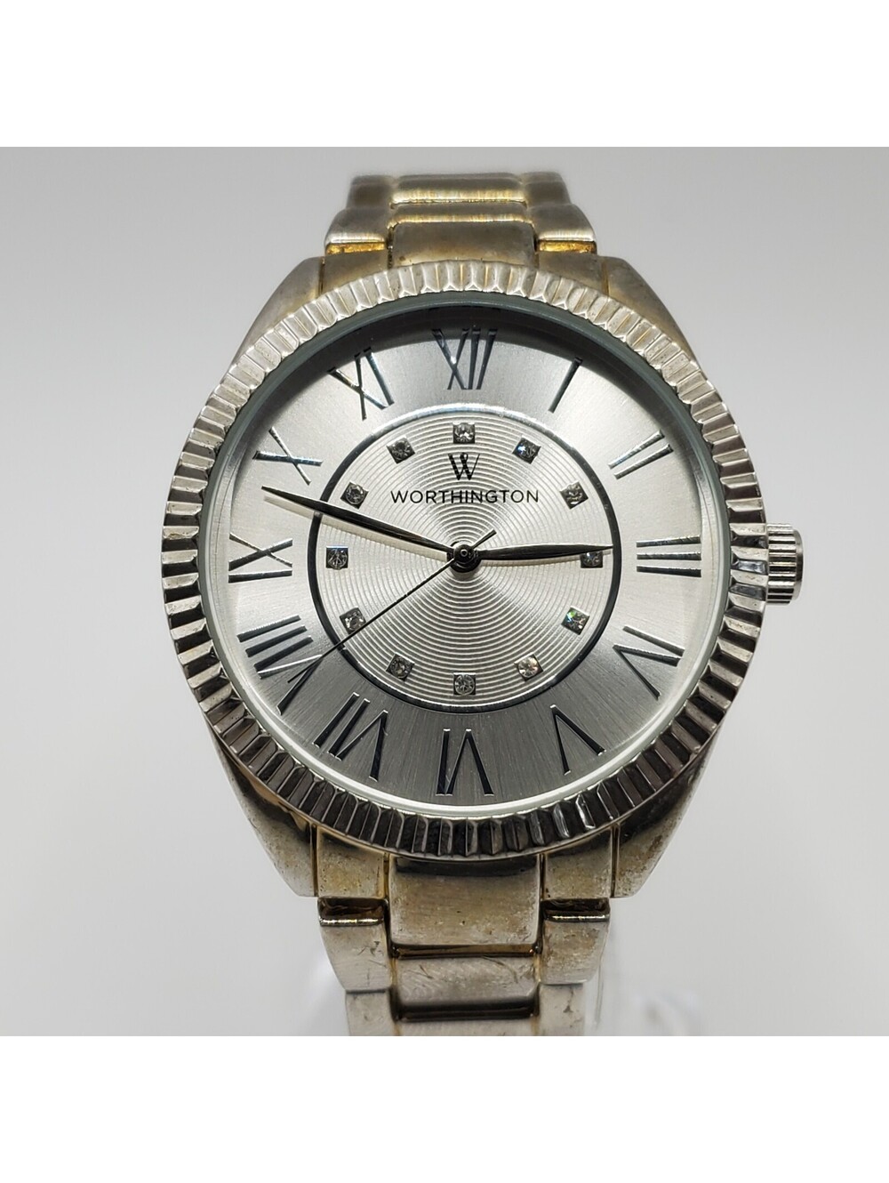 Worthington Quartz Watch 36mm Silver Tone New Battery